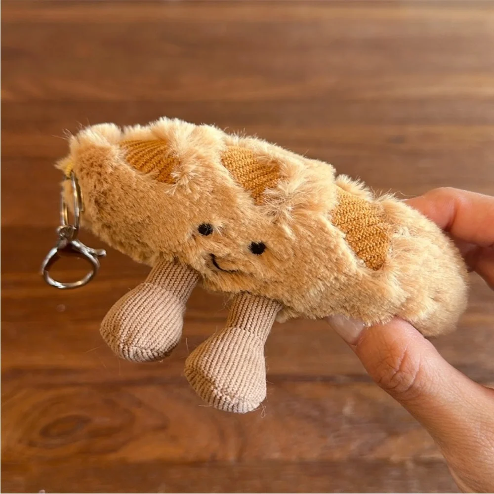 French Baguette Plush Keychain Cute Bread Charm Soft Kawaii Bag Pendant Gift